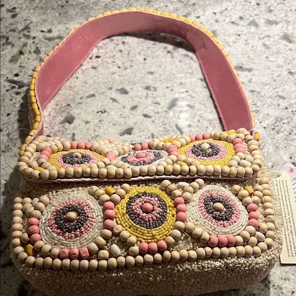 Beaded Pink and Yellow Women's Bag